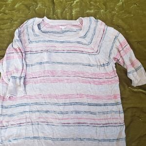 Thin, 3/4 length sleeve, striped sweater 2X